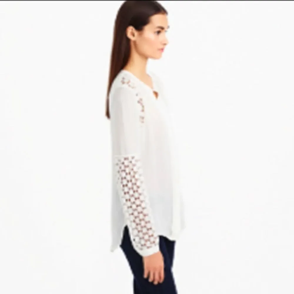 J.Crew Lace-Sleeved Blouse in Black Sz6 Gently Loved